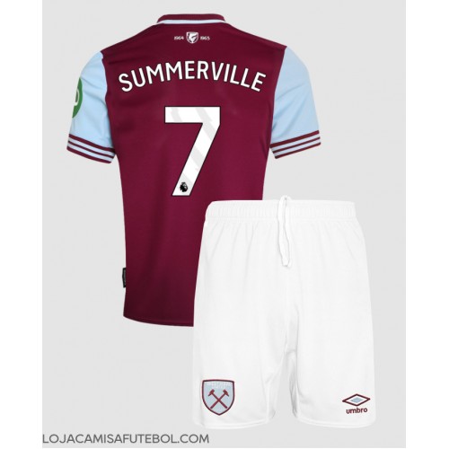 Camisa de Futebol West Ham United Crysencio Summerville #7 Equipamento Principal Infantil 2024-25 Manga Curta (+ Calças curtas)